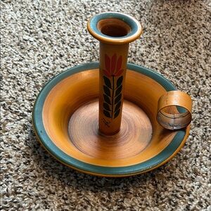 Hand-Painted Floral Candle Holder